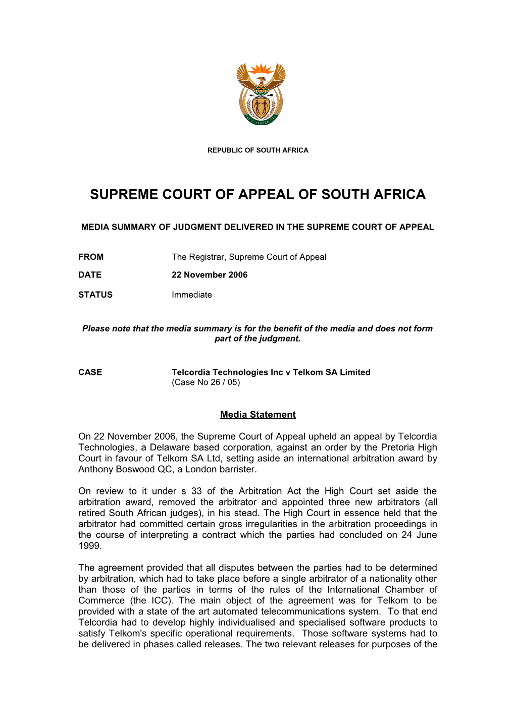 Supreme Court of Appeal of South Africa s3