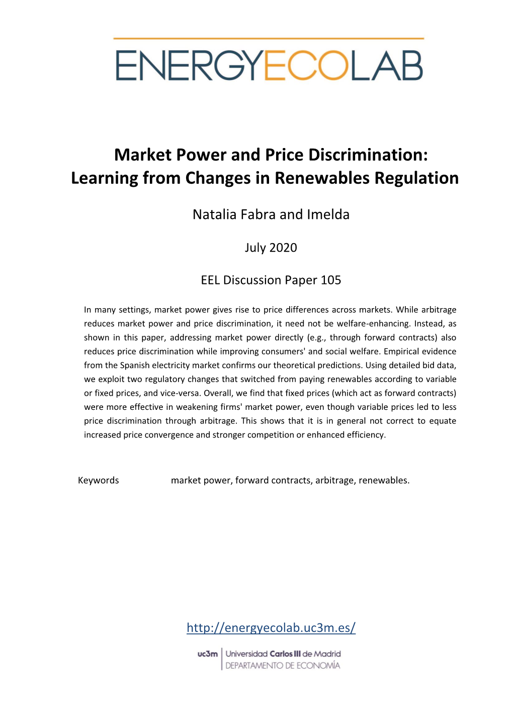 Market Power and Price Discrimination: Learning from Changes in Renewables Regulation