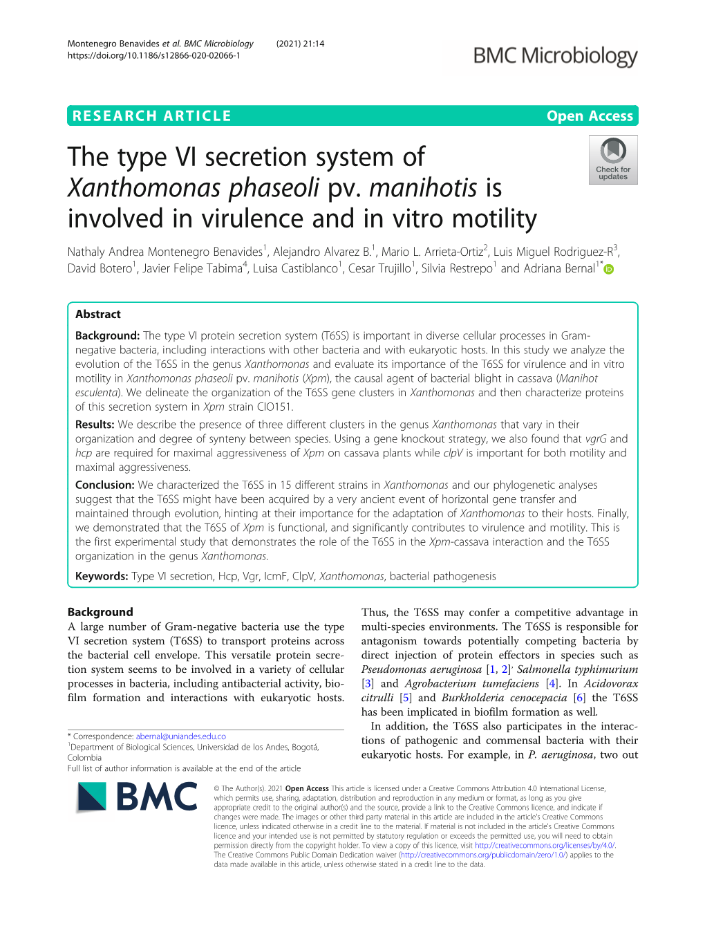 The Type VI Secretion System of Xanthomonas Phaseoli Pv