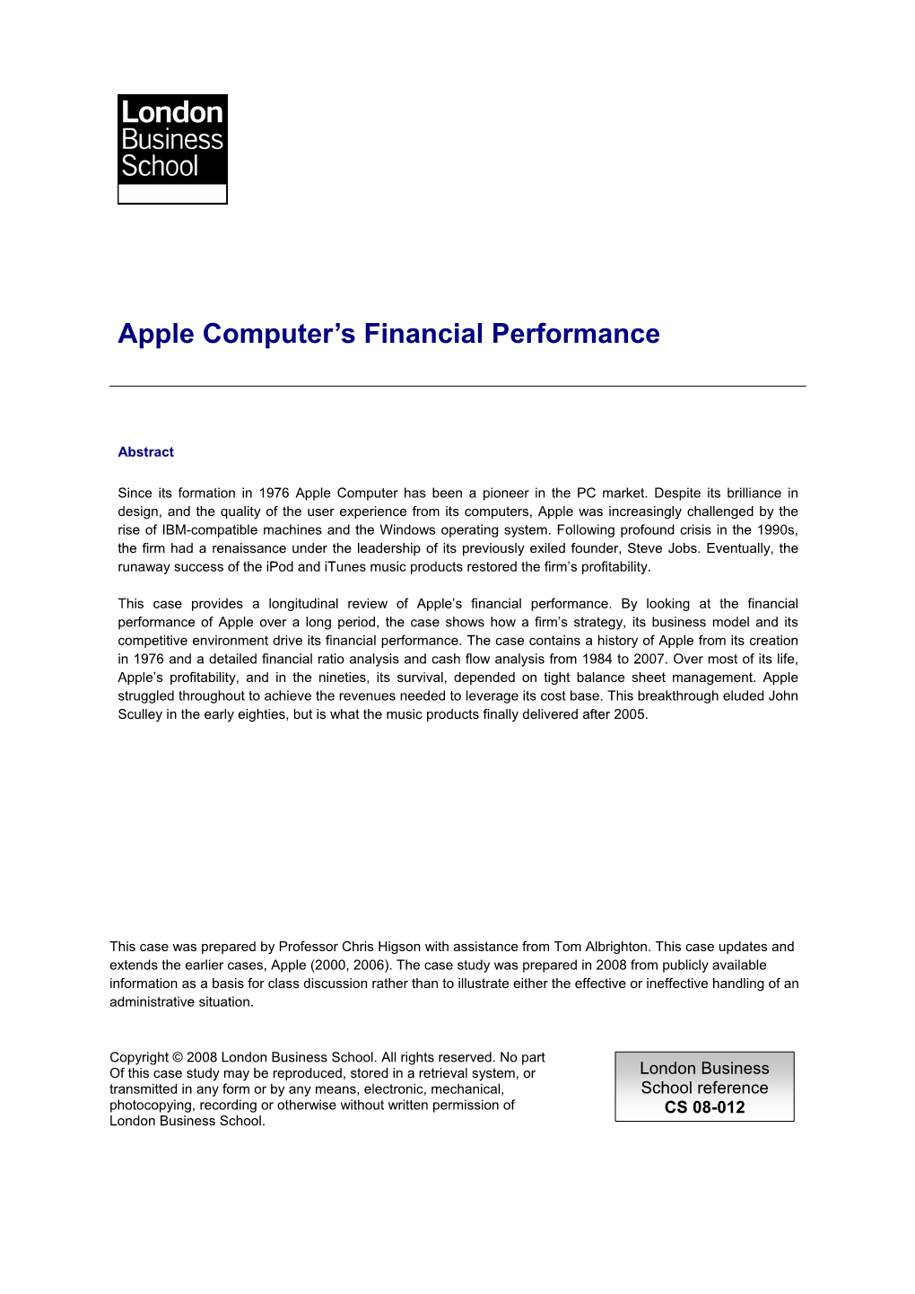 Apple Computer's Financial Performance