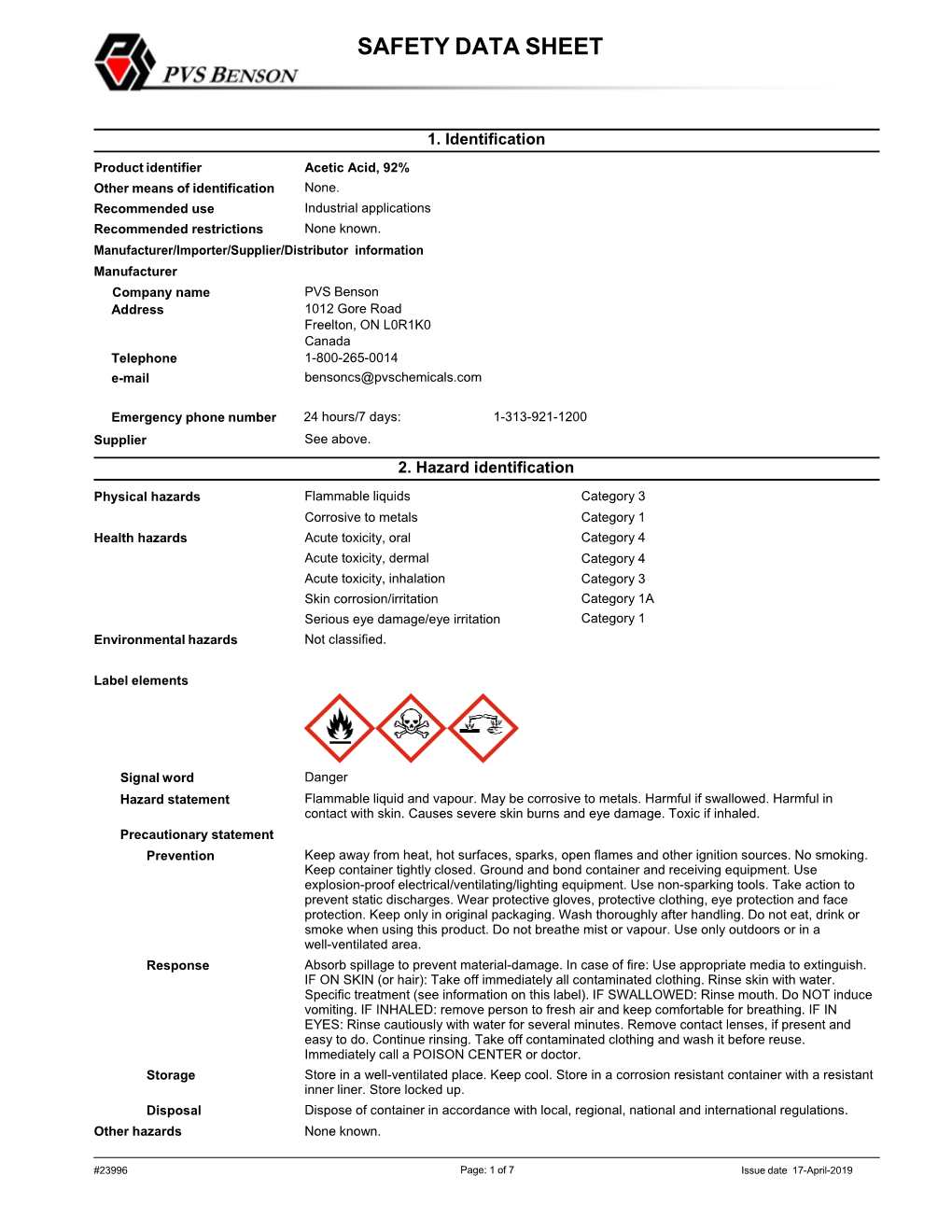 Safety Data Sheets (English – PDF File)