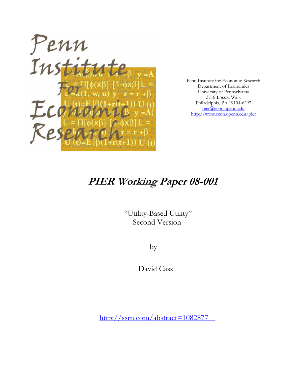 PIER Working Paper 08-001