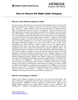 How to Choose the Right Cable Category