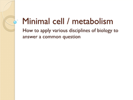 Minimal Cell / Metabolism