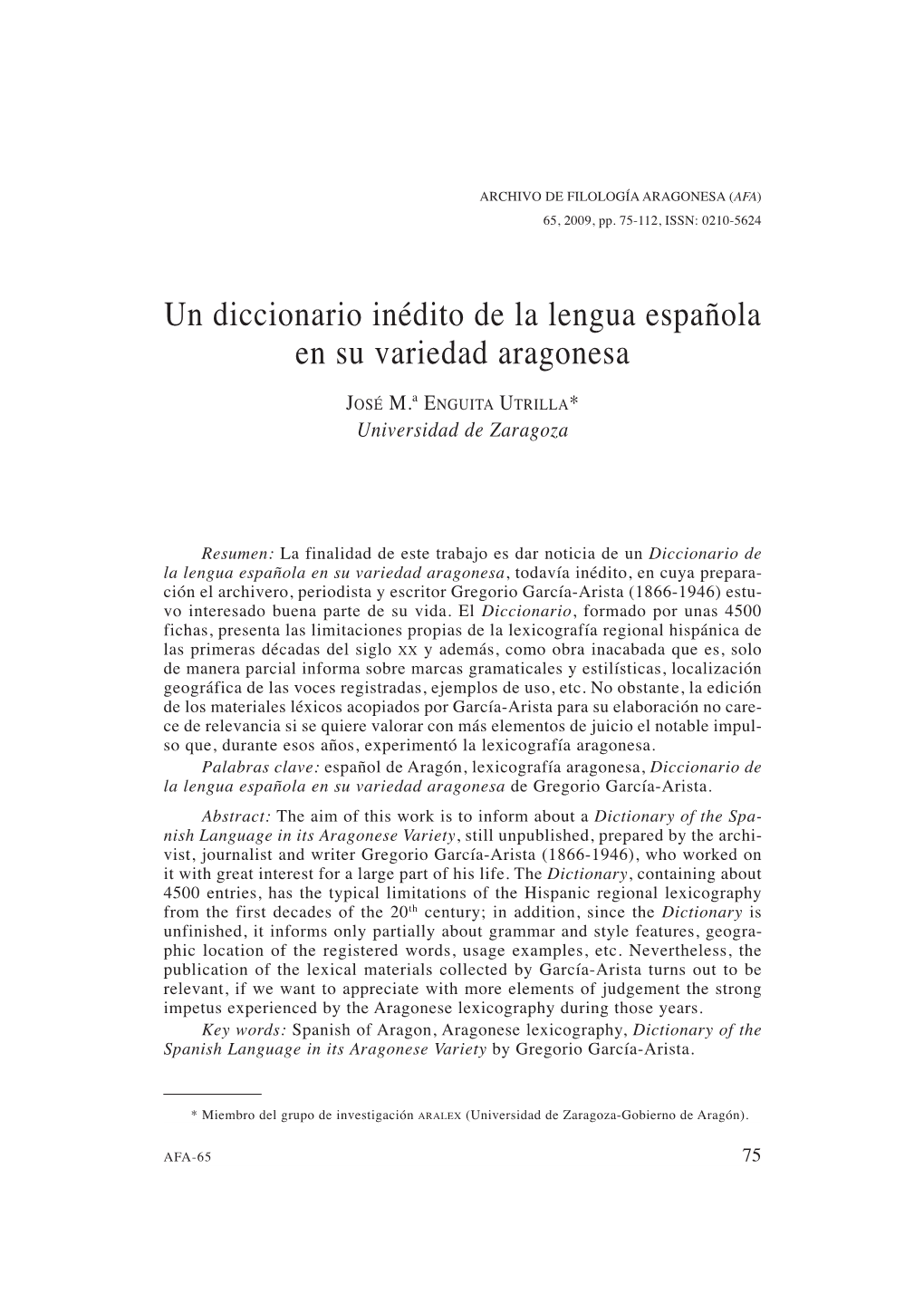 Un Diccionario Inédito De La Lengua Española En Su Variedad Aragonesa