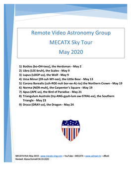 Remote Video Astronomy Group MECATX Sky Tour May 2020