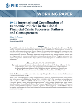 19-11 International Coordination of Economic Policies in the Global Financial Crisis: Successes, Failures, and Consequences