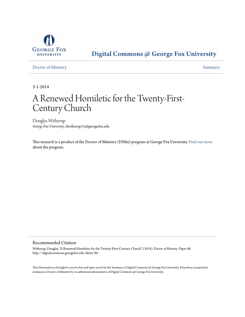 A Renewed Homiletic for the Twenty-First-Century Church