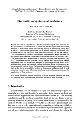 Stochastic Computational Mechanics