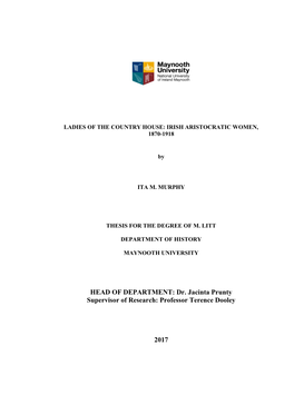 Ladies of the Country House: Irish Aristocratic Women, 1870-1918