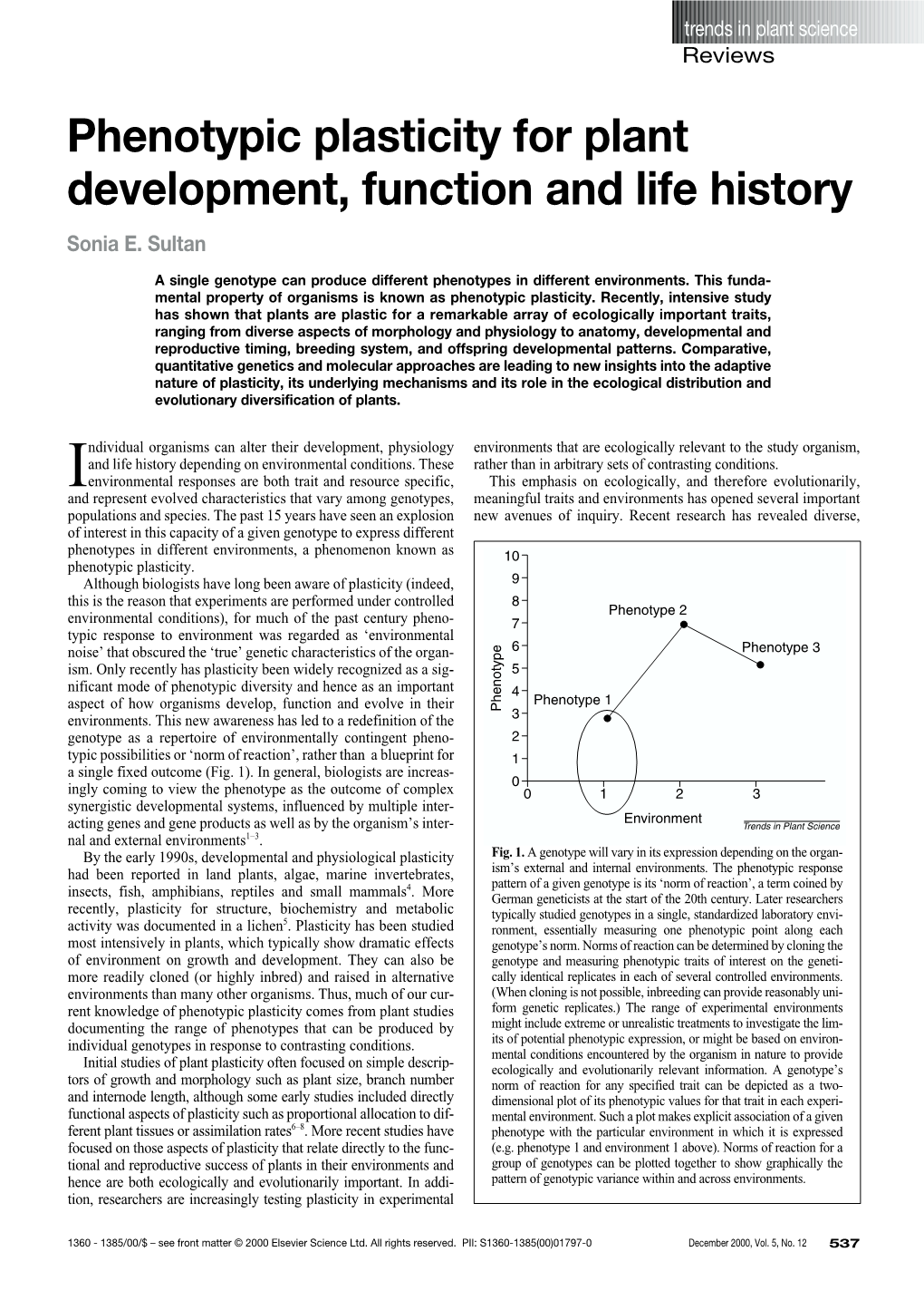 Phenotypic Plasticity for Plant Development, Function and Life History Sonia E