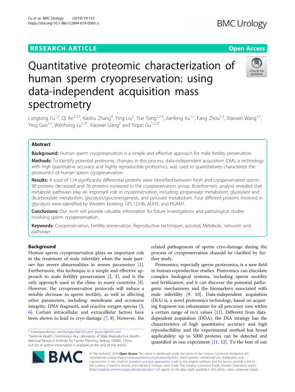 Quantitative Proteomic Characterization Of