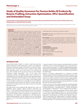 Study of Quality Assurance for Peumus Boldus M Products by Botanic Profiling, Extraction Optimization, HPLC Quantification and Antioxidant Assay