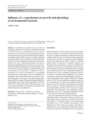 Influence of Ε-Caprolactam on Growth and Physiology of Environmental Bacteria