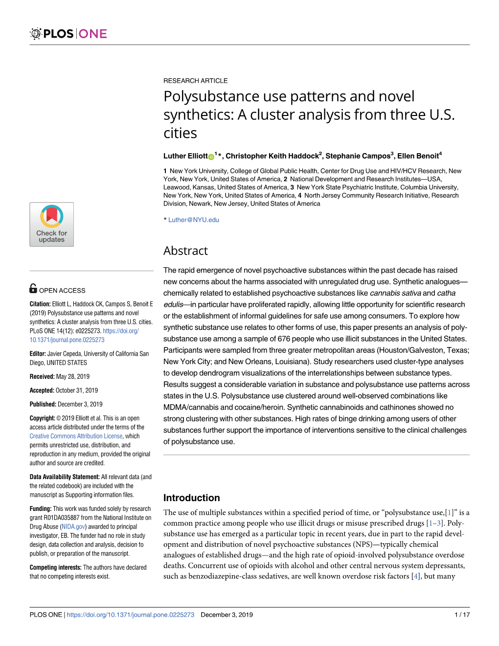 Cluster Analysis from Three US Cities