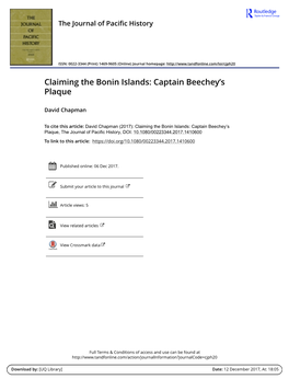 Claiming the Bonin Islands: Captain Beecheys Plaque