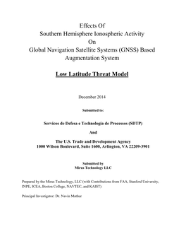 (GNSS) Based Augmentation System Low Latitude Threat Model