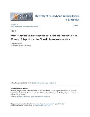What Happened to the Honorifics in a Local Japanese Dialect in 55 Years: a Report from the Okazaki Survey on Honorifics