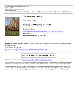 The Renaissance World Framing and Mirroring the World