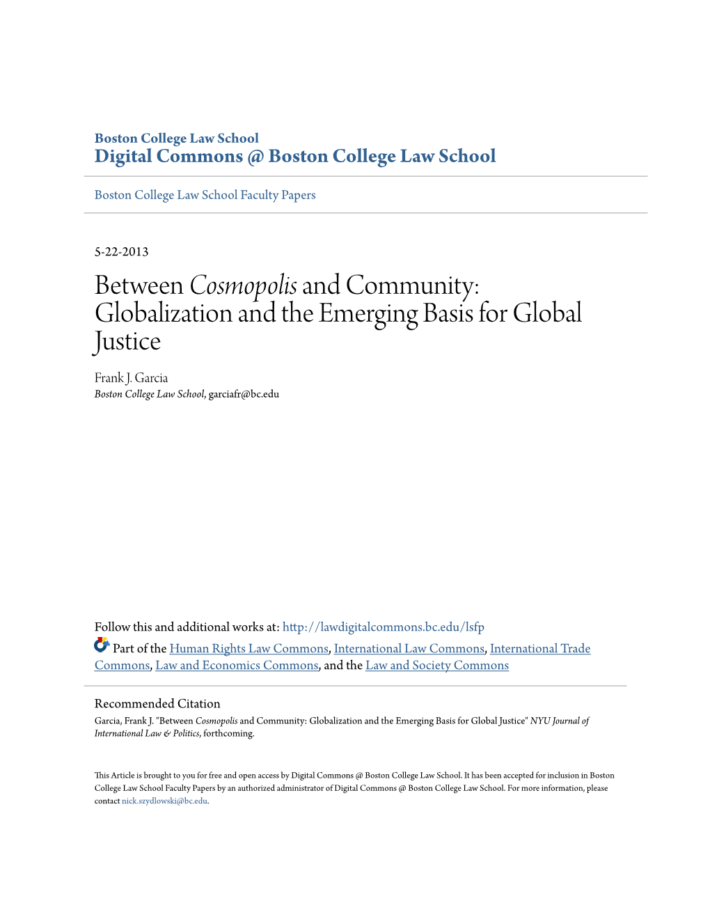 Globalization and the Emerging Basis for Global Justice Frank J