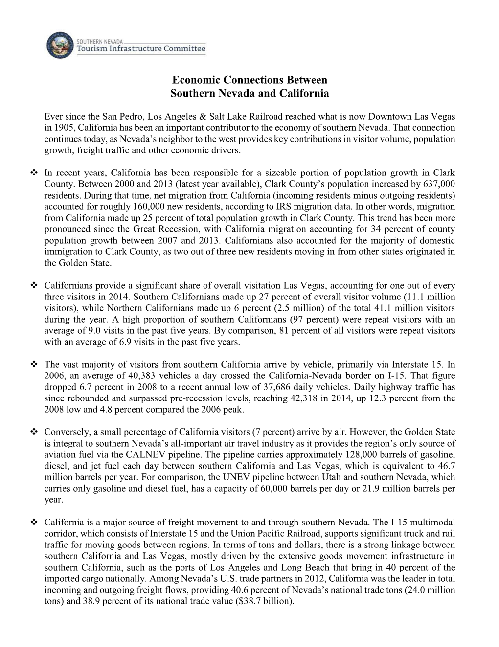Economic Connections Between Southern Nevada and California