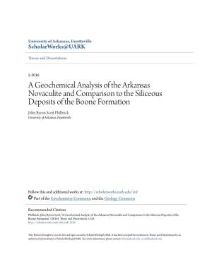 A Geochemical Analysis of the Arkansas Novaculite And