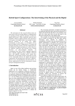 Hybrid Sport Configurations: the Intertwining of the Physical and the Digital