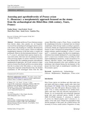 Assessing Past Agrobiodiversity of Prunus Avium L. (Rosaceae): A