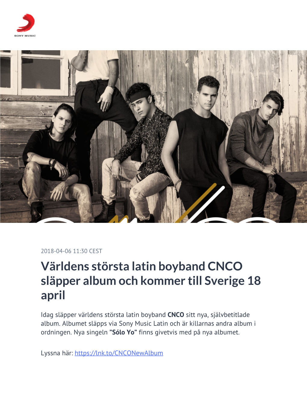 ​Världens Största Latin Boyband CNCO Släpper Album Och Kommer Till Sverige 18 April