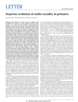 Stepwise Evolution of Stable Sociality in Primates