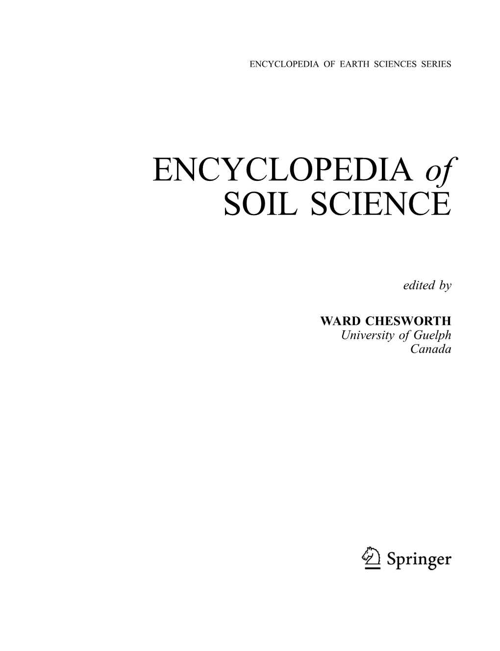 ENCYCLOPEDIA of SOIL SCIENCE