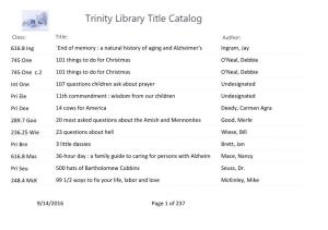 Trinity Library Title Catalog