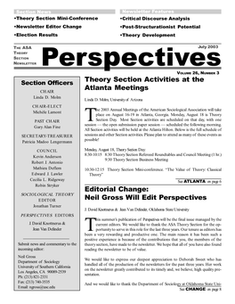 Neil Gross Will Edit Perspectives Theory Section Activities At