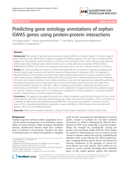 Predicting Gene Ontology Annotations of Orphan GWAS Genes Using