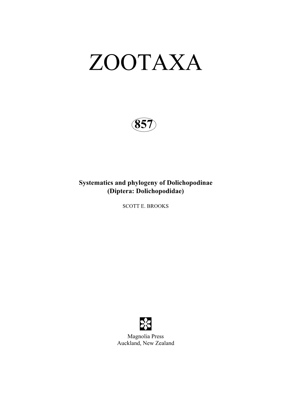 Zootaxa, Diptera, Dolichopodidae