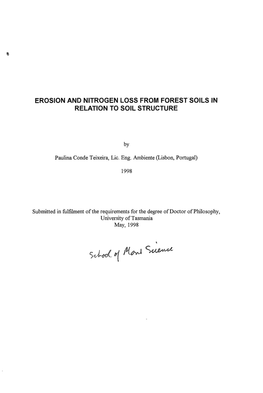 Erosion and Nitrogen Loss from Forest Soils in Relation to Soil Structure