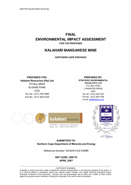 Final Environmental Impact Assessment Kalahari