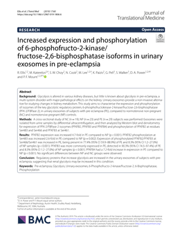 Increased Expression and Phosphorylation of 6-Phosphofructo