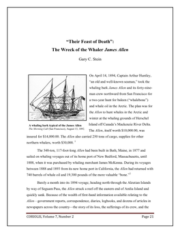 “Their Feast of Death”: the Wreck of the Whaler James Allen
