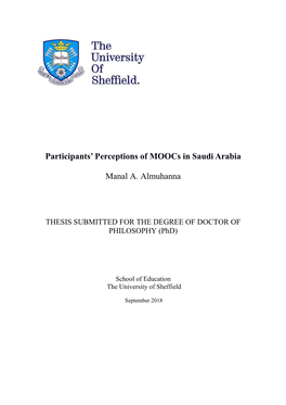 Participants' Perceptions of Moocs in Saudi Arabia Manal A. Almuhanna
