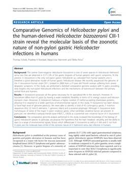 Comparative Genomics of Helicobacter Pylori
