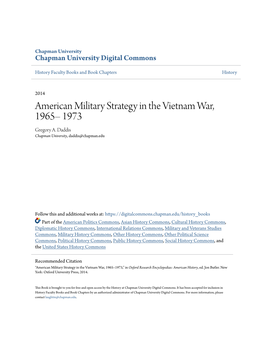 American Military Strategy in the Vietnam War, 1965– 1973 Gregory A