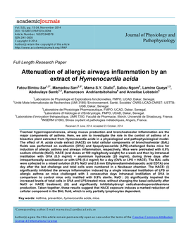 Attenuation of Allergic Airways Inflammation by an Extract of Hymenocardia Acida
