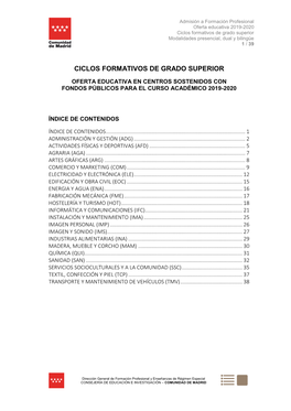 Ciclos Formativos De Grado Superior Modalidades Presencial, Dual Y Bilingüe 1 / 39