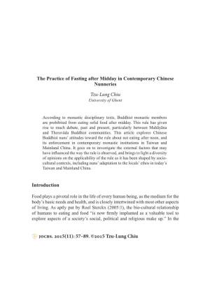 The Practice of Fasting After Midday in Contemporary Chinese Nunneries