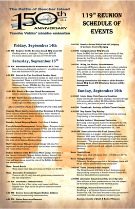 119Th Reunion Schedule of Events