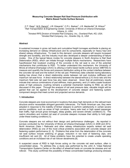 Measuring Concrete Sleeper Rail Seat Pressure Distribution with Matrix Based Tactile Surface Sensors