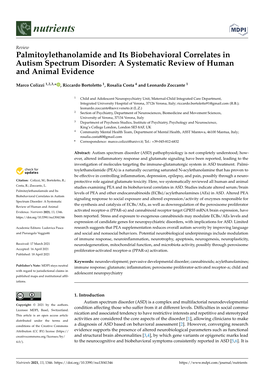 Palmitoylethanolamide and Its Biobehavioral Correlates in Autism Spectrum Disorder: a Systematic Review of Human and Animal Evidence