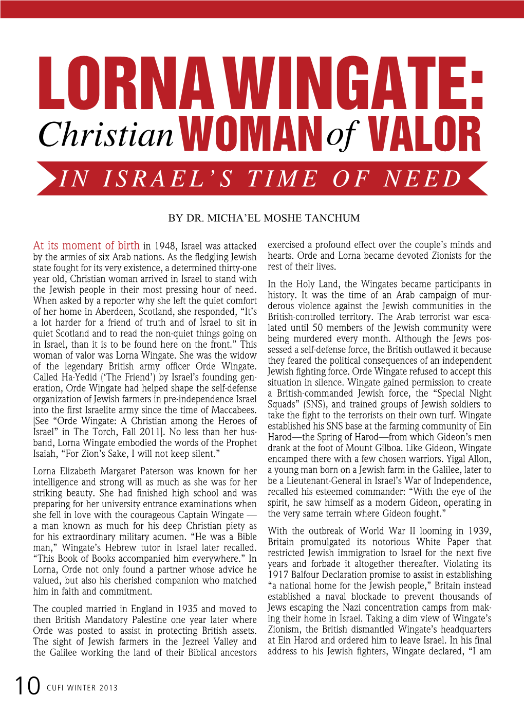 LORNA WINGATE: Christianwomanof VALOR in ISRAEL’S TIME of NEED