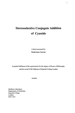 Stereoselective Conjugate Addition of Cyanide
